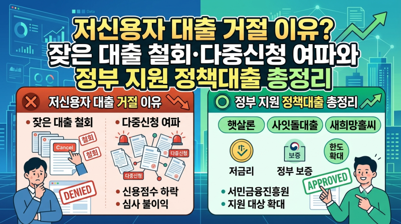 저신용자 대출 거절 이유? 잦은 대출 철회·다중신청 여파와 정부 지원 정책대출 총정리