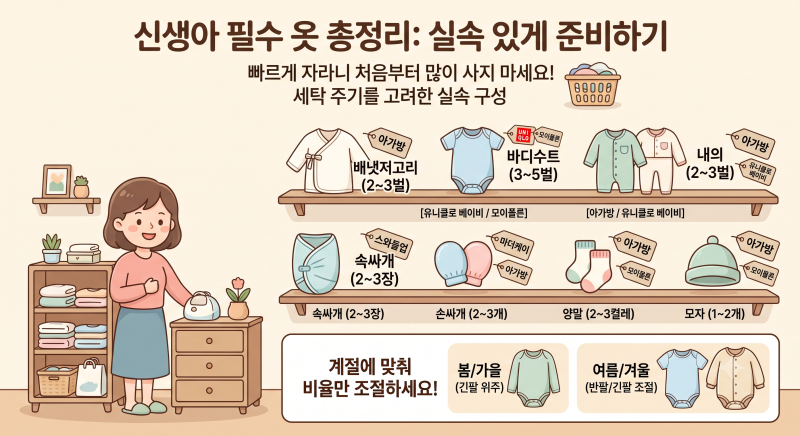 신생아 출산 준비물 리스트 완벽 가이드: 낭비 없는 적정 수량과 국민템 추천