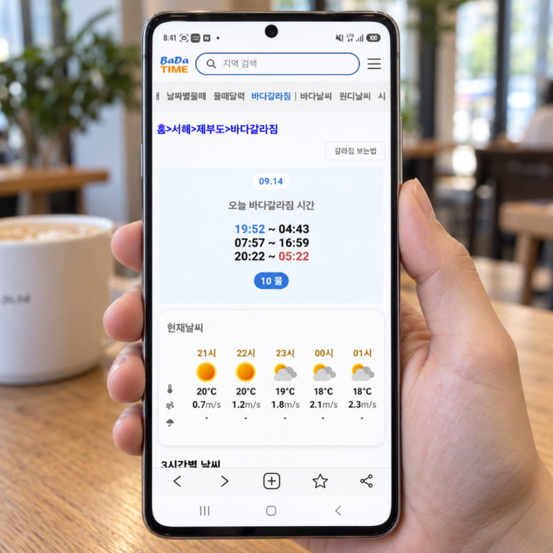 제부도 물때시간표 보는법 시간 확인 방법