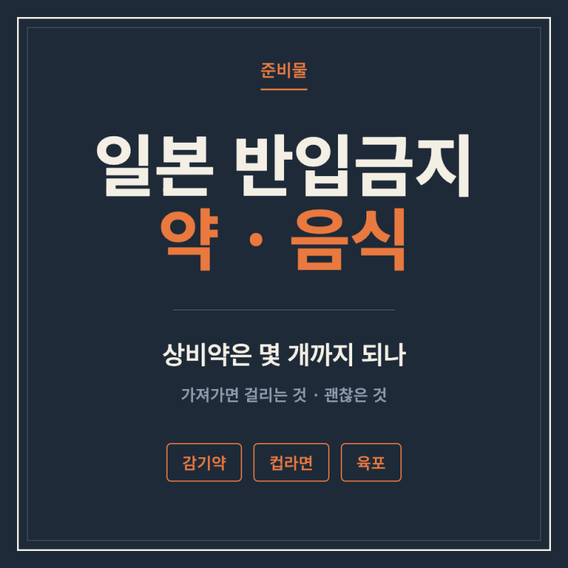 일본 반입금지 약·음식 정리 (상비약은 몇 개까지, 컵라면은 7월부터 달라졌습니다)