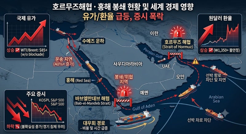 호르무즈해협·홍해 봉쇄 현황과 유가·한국경제 영향
