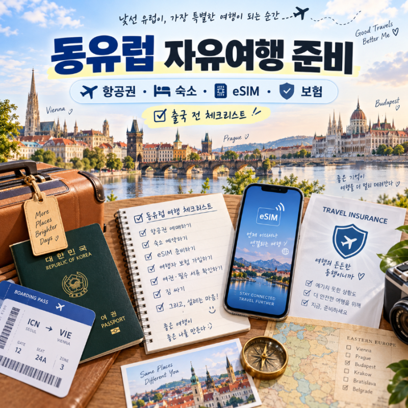 동유럽 자유여행 준비｜항공권·숙소·eSIM·여행자보험 출국 전 준비 순서