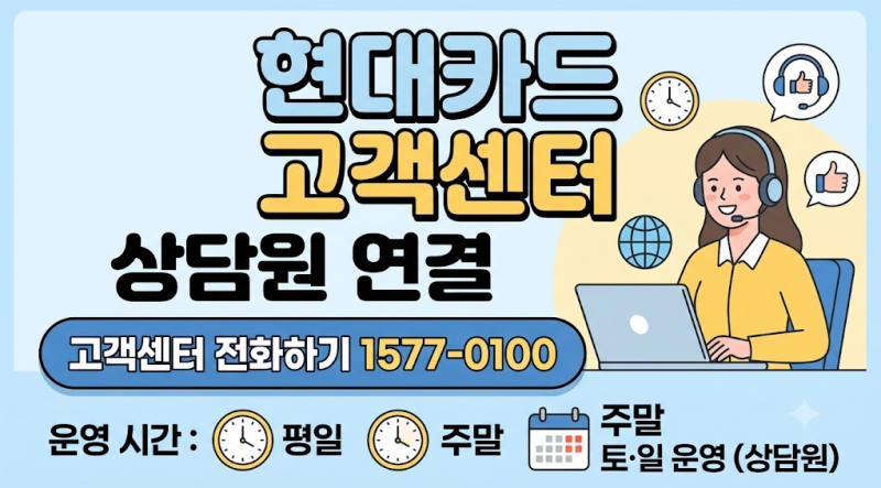 현대카드 고객센터 전화번호 상담원 연결 방법 1577-0100 토·일 운영 할까?