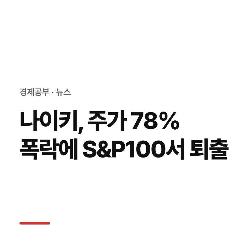 [뉴스] 나이키, 주가 78% 폭락에 S&P100서 퇴출