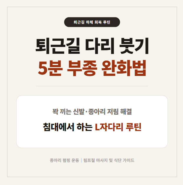 퇴근길 하체 부종 5분 만에 빼는 법｜다리 붓기·종아리 저림 싹 없애는 L자다리 스트레칭