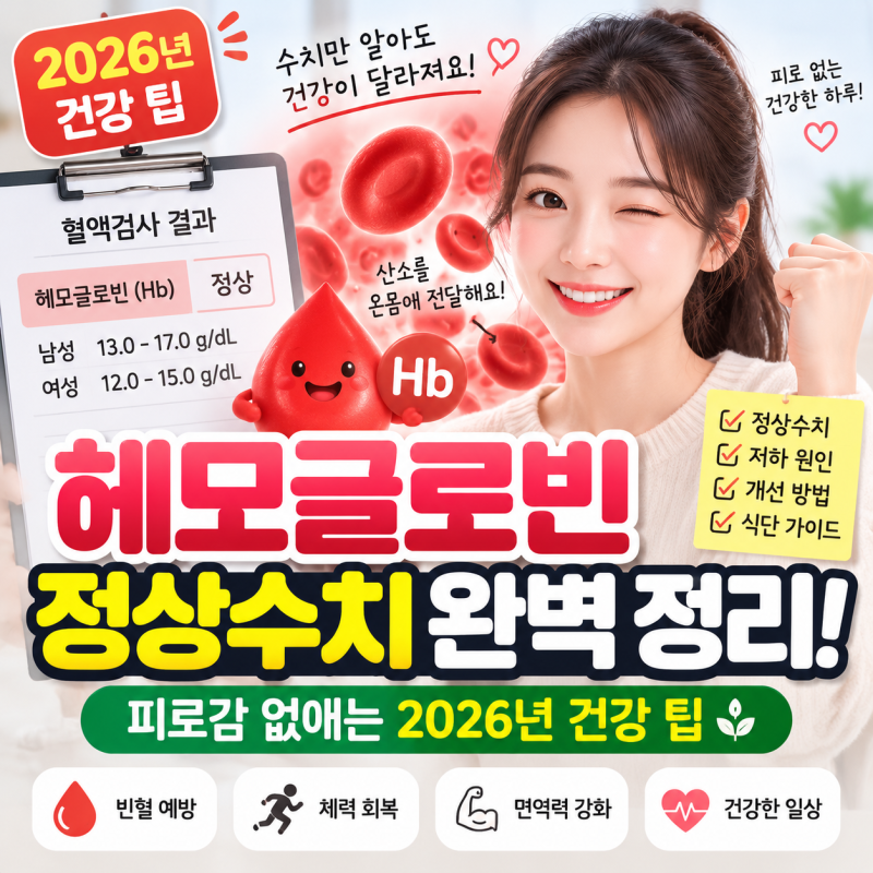 헤모글로빈 정상수치 완벽 정리! 피로감 없애는 2026년 건강 팁