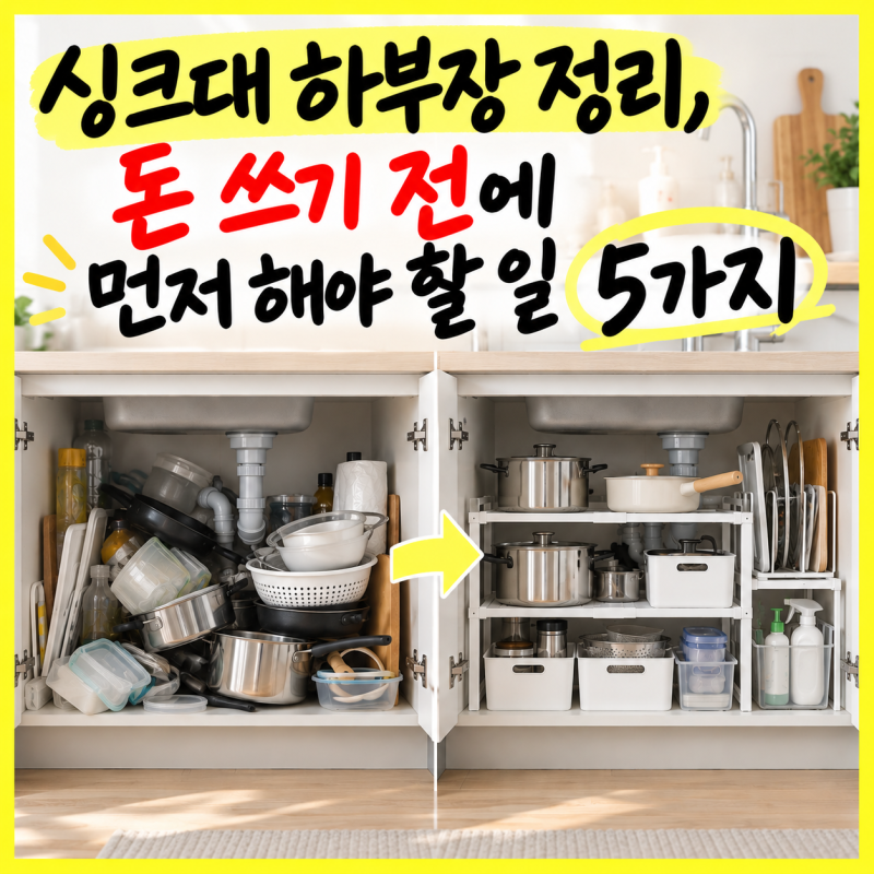싱크대 하부장 정리, 다이소 가서 5천원 쓰기 전에 꼭 알아야 할 핵심 포인트