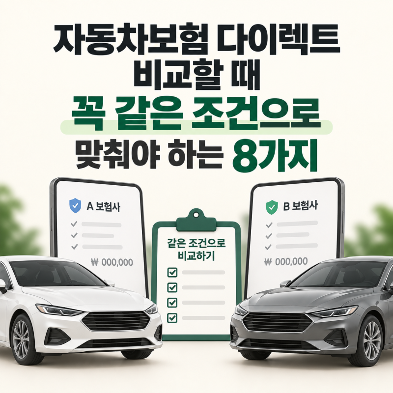 자동차보험 다이렉트 비교할 때 꼭 같은 조건으로 맞춰야 하는 8가지