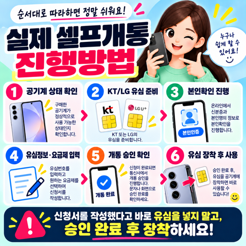 갤럭시 공기계 선불폰 셀프개통 진행방법