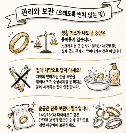 순금 주얼리 오래 착용법: 찌그러짐·줄 끊어짐·스크래치 걱정 없는 관리 꿀팁
