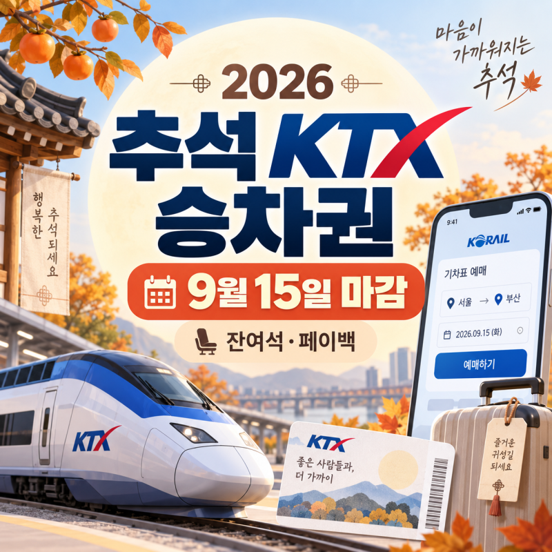 2026 추석 KTX 승차권 결제·잔여석 총정리｜9월 15일 마감·네이버페이·카카오페이·토스페이 ....