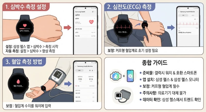 갤럭시워치 건강기능 총정리｜심박수·혈압·심전도·수면·체성분까지 어디까지 될까?