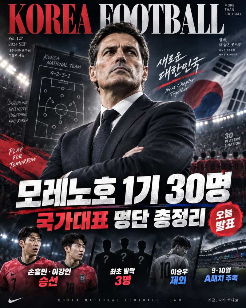 모레노호 1기 명단 발표｜손흥민·이강인 승선, 이승우 제외…국가대표 30명 총정리