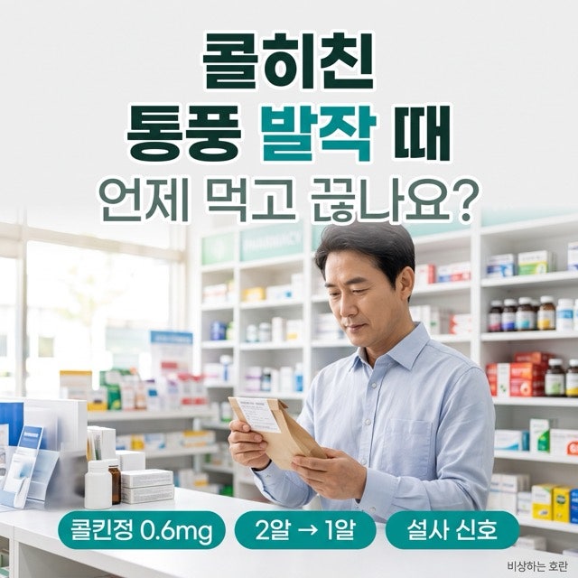 콜히친, 통풍 발작 때 언제 먹고 언제 끊나요?