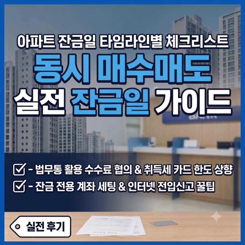 아파트매매 잔금일 타임라인별 체크리스트(feat. 실제 경험을 통한 꿀팁 포함)