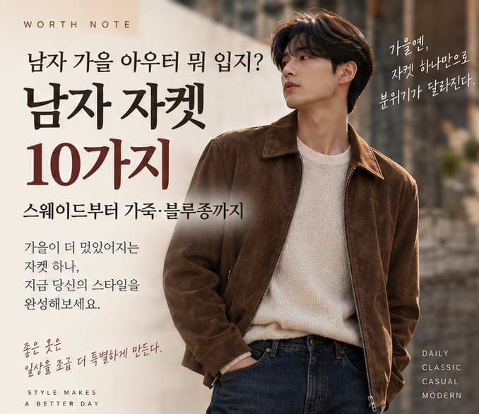 남자 가을 아우터 뭐 입지? 남자 자켓 10가지, 스웨이드부터 가죽·블루종까지