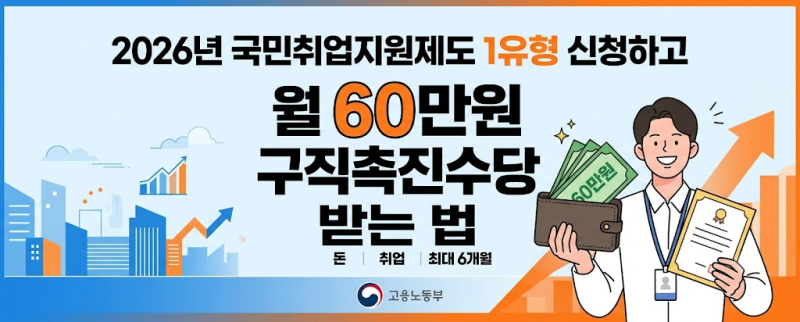 국민취업지원제도 1유형 신청하고 월 60만원 받는 법