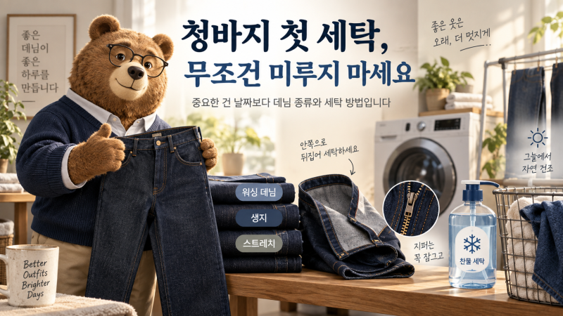 2026 청바지 첫 세탁 언제 해야 할까｜물빠짐·수축 줄이는 데님 관리법