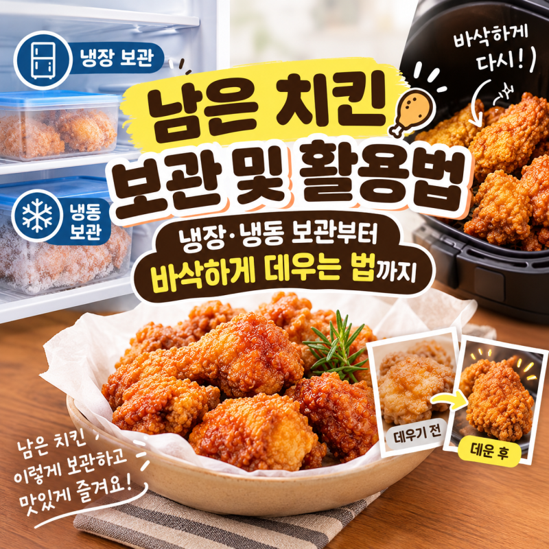 남은 치킨 보관 및 활용법｜냉장·냉동 보관부터 바삭하게 데우는 법까지