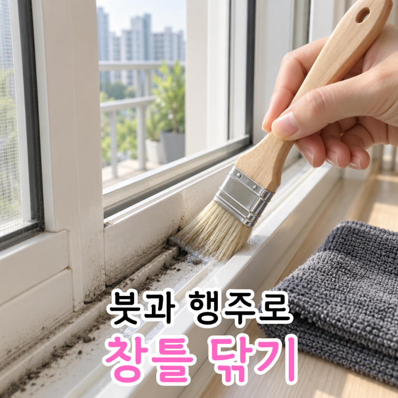 창틀 청소 다이소 붓 하나로 구석 먼지 털어내기