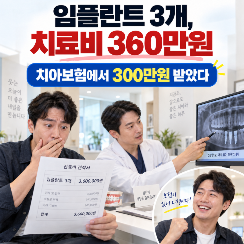 치아보험 임플란트 보장, 치료비 360만원 중 300만원 받은 40대의 사연