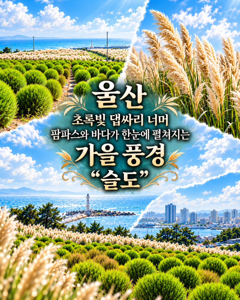 울산 '슬도' 9월 6일 풍경 초록 댑싸리 팜파스 그리고 바다