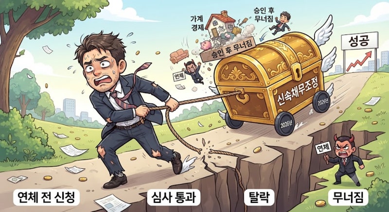 신속채무조정 2026, 연체 전 신청해도 탈락하는 경우와 승인 후 무너지는 지점
