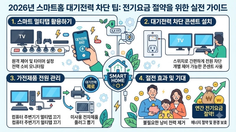 스마트 홈 대기전력 차단 꿀팁 2026 전기요금 절감 실전 가이드