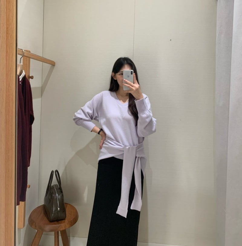 SIE 시에 판교 현대백화점 방문, 피팅 후기ㅣ마레 루즈 울 100 브이넥 니트, 마레 울 100 머플러 ....