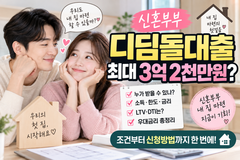 신혼부부 집 살 때 최대 3억 2천만원? 디딤돌대출 소득·한도·금리·조건 총정리
