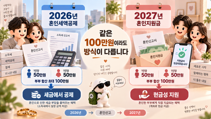 2027년 결혼하면 100만원? 혼인신고를 1월로 미루는 게 유리할까