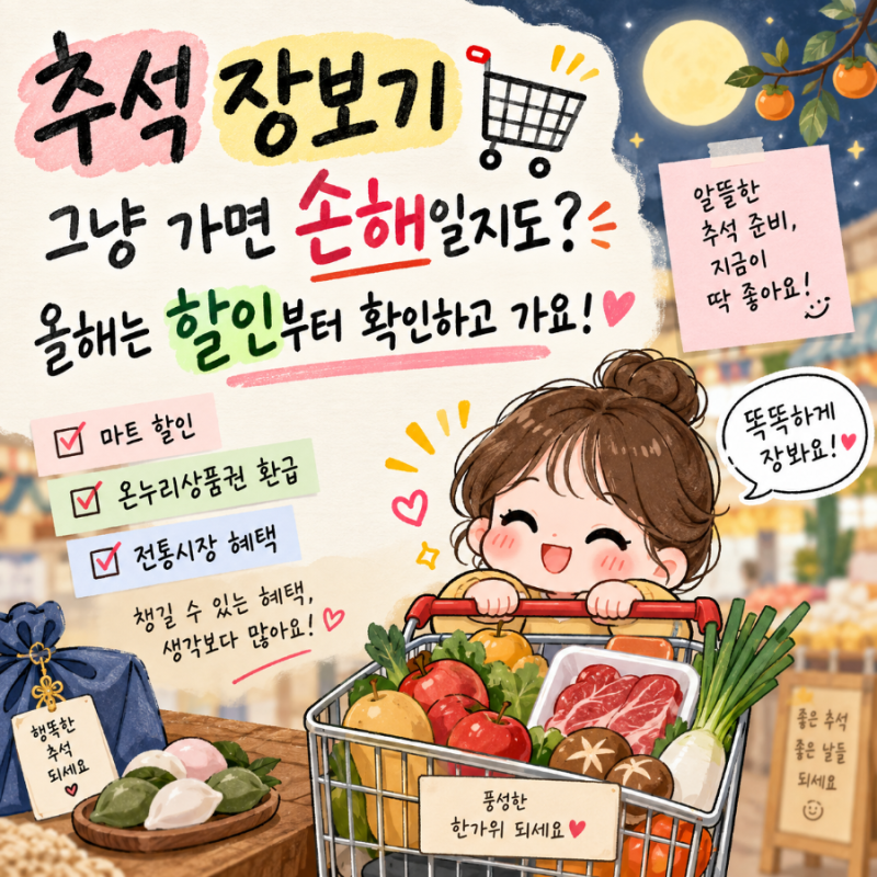 2026 추석 장보기 할인 총정리｜최대 40% 할인·온누리상품권 30% 환급, 9월 16일 시작