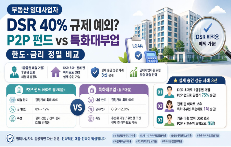 DSR 규제 제외? 부동산 임대사업자 아파트 후순위 담보대출 최신 가이드