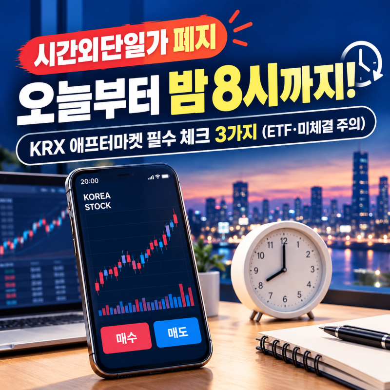 오늘부터 저녁 8시 주식 거래! KRX 애프터마켓 주문 전 필수 체크포인트 3가지 (시간외단일가 ....