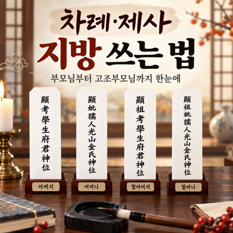 차례·제사 지방 쓰는 법, 부모님·조부모님·증조부모님·고조부모님 지방 총정리