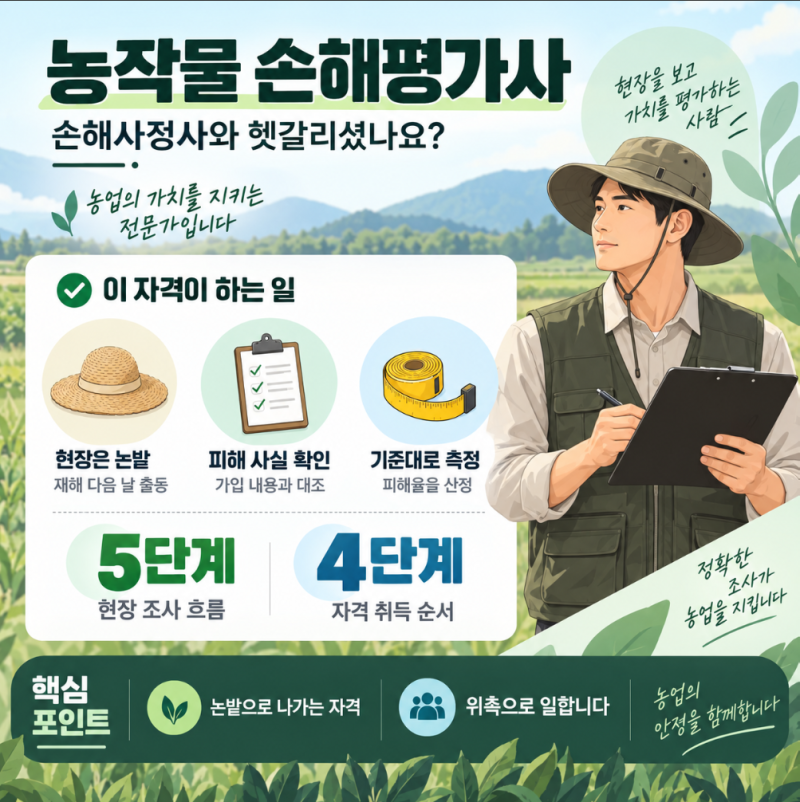 농작물 손해평가사 하는 일, 위촉과 자격 취득 순서 정리