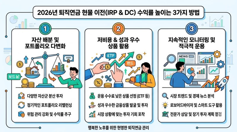 2026 퇴직연금 실물이전 IRP DC 수익률 높이는 3가지 방법?