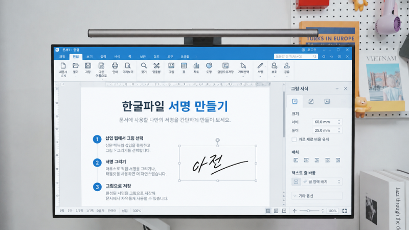 투명 전자 서명 만들기 및 한글 파일 싸인 넣기 간단 방법