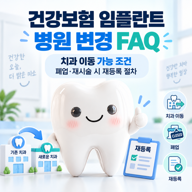 [일산미라클플란트치과] 건강보험 임플란트 병원 변경 FAQ｜치과 이동 가능 조건과 폐업·재....