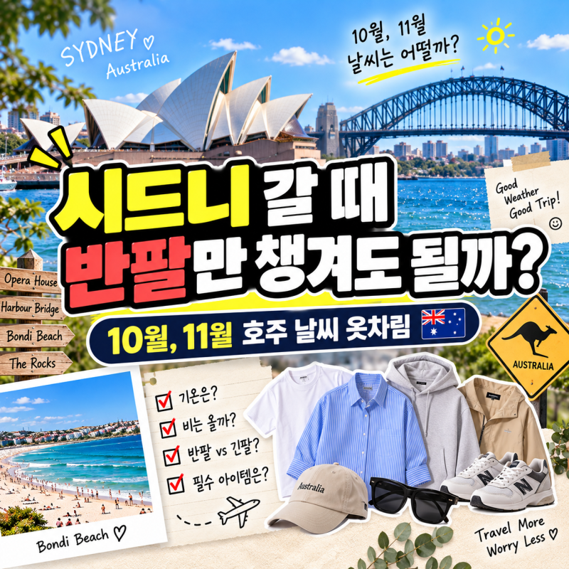 “시드니 갈 때 반팔만 챙겨도 될까?” 10월 11월 호주 날씨 옷차림