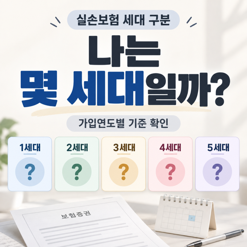 실손보험 세대 구분 방법, 가입연도별 1~5세대 기준 정리