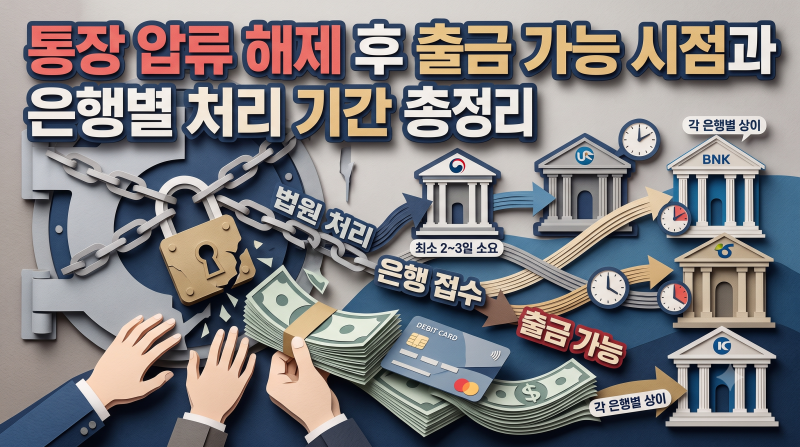 통장 압류 해제 후 출금 가능 시점과 은행별 처리 기간 총정리