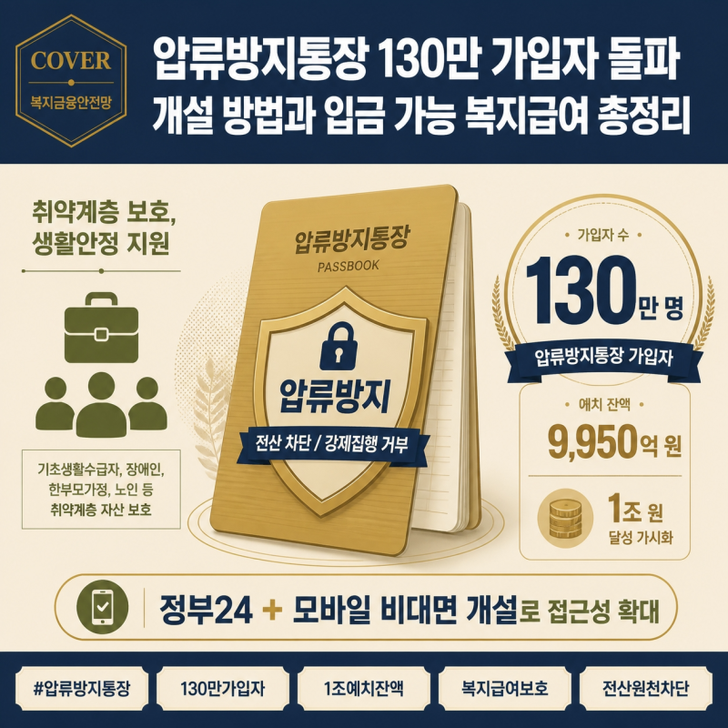 압류방지통장 개설 방법과 입금 가능 복지급여 기준 총정리