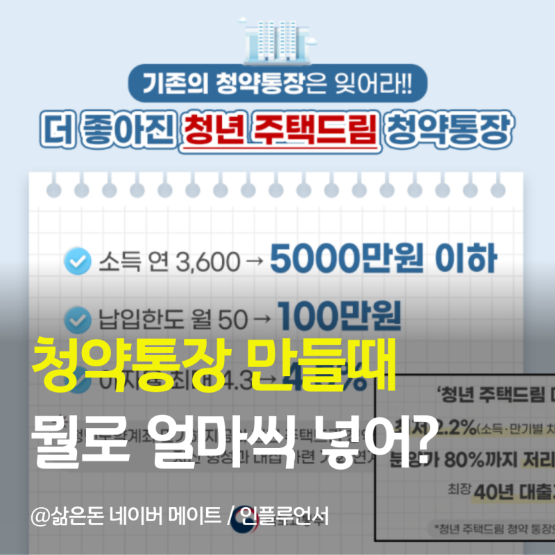 [청약통장 처음 만든다면?] 청년 주택드림과 일반 청약통장, 월 납입액까지 정리