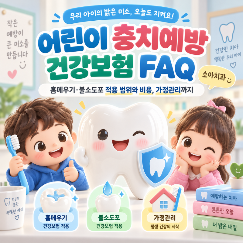 [일산미라클플란트치과] 어린이 충치예방 건강보험 FAQ｜홈메우기·불소도포 적용 범위와 비....