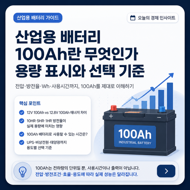 산업용 배터리 100Ah란 무엇인가? 용량 표시와 실제 선택에서 확인할 기준