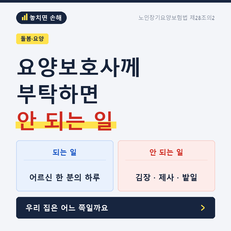 요양보호사한테 부탁하면 안 되는 일, 법으로 정해져 있습니다