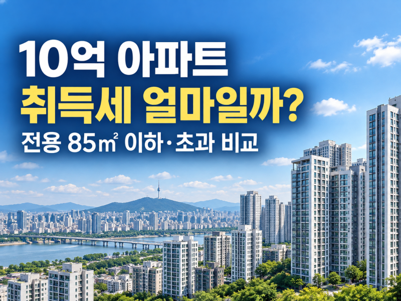 10억 아파트 취득세 얼마일까? 2026 전용 84㎡·85㎡ 초과 계산