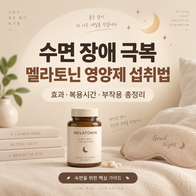 수면 장애 극복 멜라토닌 영양제 섭취법｜효과·복용시간·부작용 총정리