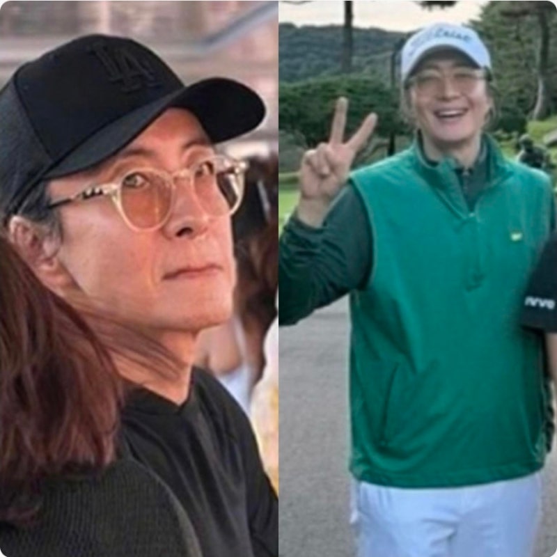 백발 됐는데 미소는 여전하네, 골프장에서 포착된 54세 배용준 근황